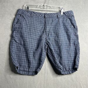 Toscano Men's Size‎ 36 Linen Lightweight Shorts in Navy Blue Plaid 9" Inseam